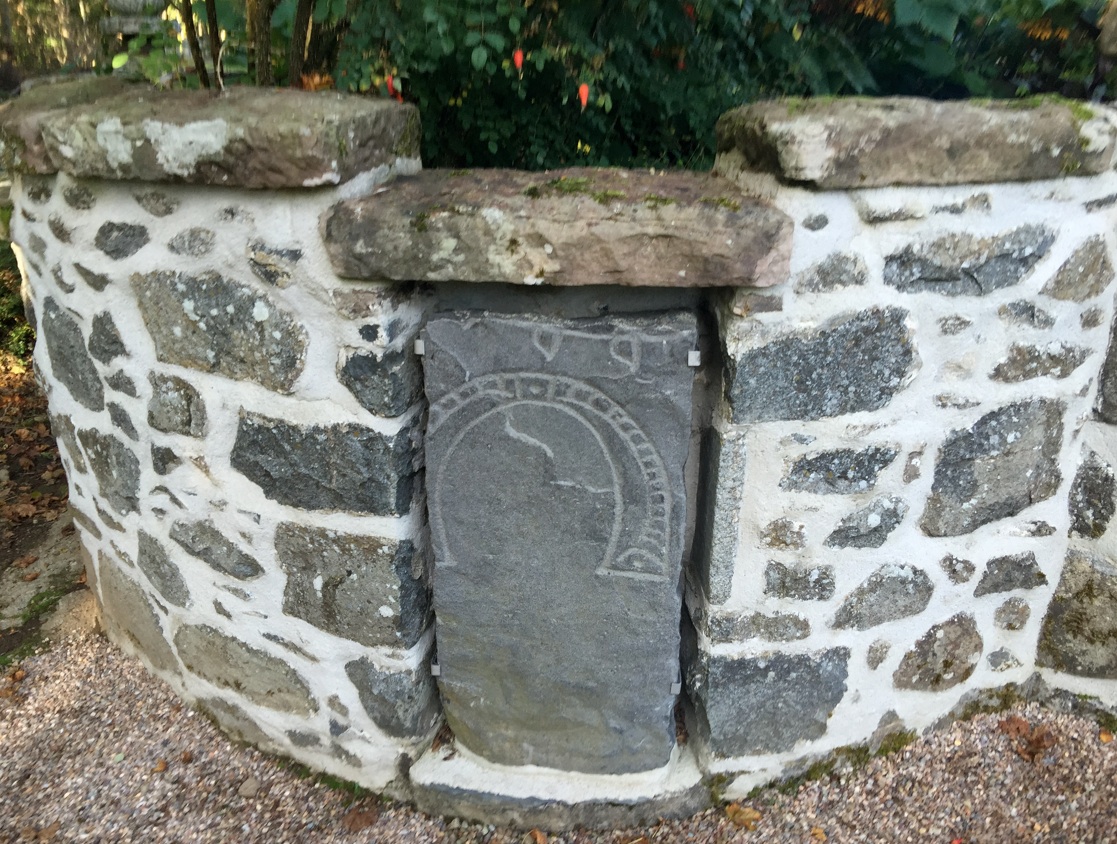 Carved stone set into a wall at Leith Hall